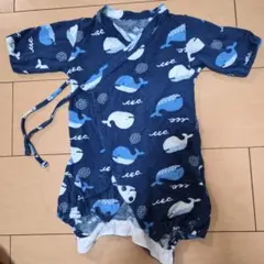 クジラ柄 ネイビー甚平 60-70cm