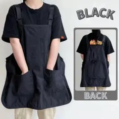 【新品】ブラック ワークエプロン ツールポケット カフェ 2WAY おしゃれのサムネイル