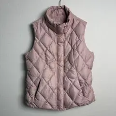 010 Eddie Bauer グースダウン キルトベスト くすみピンク 刺繍