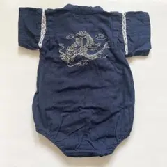 ネイビー 甚平 ドラゴン刺繍 サイズ70