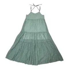 チャオパニック　シアーチェック　キャミソール　ロングワンピース　春　グリーン