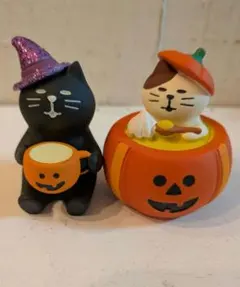 デコレ コンコンブル ハロウィンのウェイトレス猫＆謎ラテ黒猫 送料
