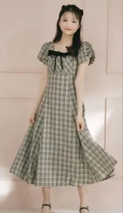 An MILLE バストギャザーリボンOP ワンピース ブラックチェック - メルカリ