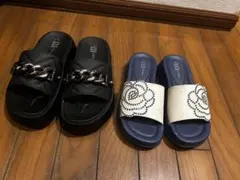 送料込み‼️スライドサンダルセット 黒・青・白　2点まとめ売り