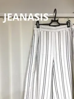 JEANASIS ワイドパンツ ガウチョパンツ　ストライプ　白