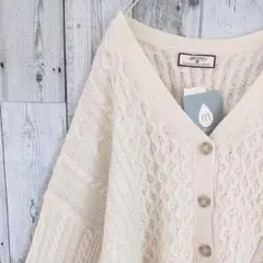 【新品】Mサイズ　ドルマンニットカーディガン　ケーブル編み　UB インスタ