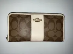 《Coach》モノグラム￤長財布￤ブラウン×アイボリー