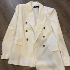 ZARA ホワイト ダブルブレストジャケット M
