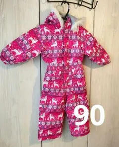 子供用 ピンクスキーウェア 動物柄　90