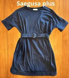 Sayegusa plus⭐︎ネイビー半袖 ベルト付きワンピースのサムネイル