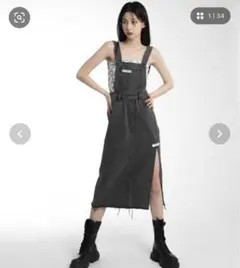 FOLLOWIN サイドスリットオーバーオール