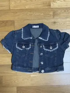 TRALALA（トゥララ）レース付きダークブルーデニムジャケット