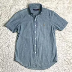 美品✨ラルフローレン 現行 QR 半袖シャツ デニム XS 綿 ポニー