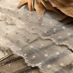 ジャンクジャーナル素材☆草木染めドットチュールリボン