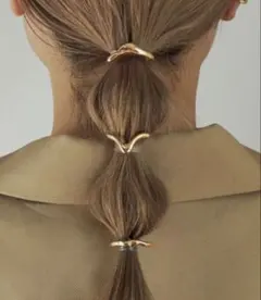 ⚫︎ゴールドのヘアカフ ポニーフック ３点セット