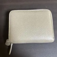 グレー レザー コインケース ジッパー式