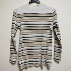 niko and... ベージュボーダー　長袖ニット M