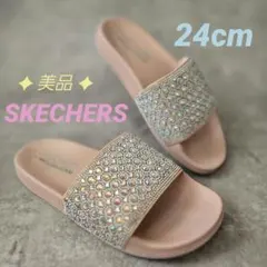 美品 スケッチャーズ コンフォートサンダル ラインストーン ピンク 24cm