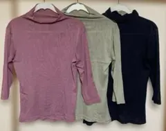 シルク100％　長袖ハイネック　インナー　３枚セット