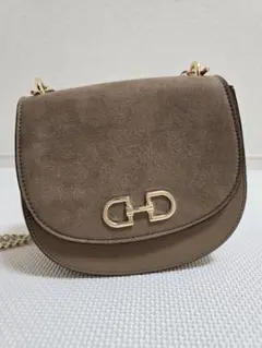 ブラウン スエード ショルダーバッグ フラップ式　H&M　ミニポーチ　新品　美品