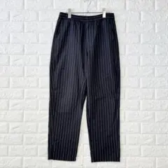 ルーシー【M】グレー系 ストライプ イージーパンツ 麻綿混 微ストレッチ 春夏