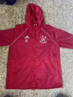 170 Adidas トラックジャケット赤 フード付き ウィンドブレーカー JS