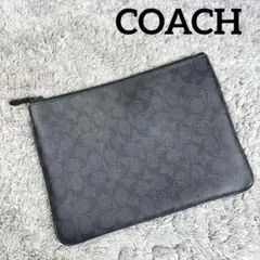 COACH コーチ シグネチャー PVC クラッチバッグ ブラック