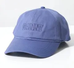 GANNI ベースボールキャップ ブルー 刺繍ロゴのサムネイル
