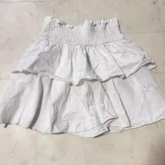 SHEIN コントラストレースフリルスカート ホワイト