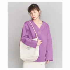 BEAUTY&YOUTH コットンVネックスキッパースウェット