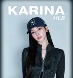 MLB カリナエディションキャップ aespa Karina コラボ帽子ネイビー MLB カリナエディションキャップ aespa Karina コラボ帽子