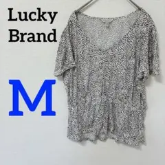 Lucky Brand 【M】レオパード柄 Vネック 半袖チュニック Tシャツ