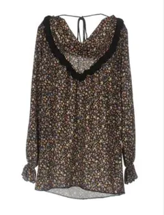 美品　akep 花柄フリル襟長袖ブラウス　イタリア製