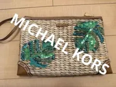 【新品未使用】MICHAEL KORS クラッチバッグ 葉の刺繍　ヤシの木