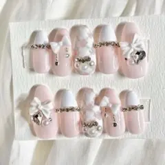 〖現品〗ネイルチップ ワンホン フレンチガーリー 韓国系 スナ系