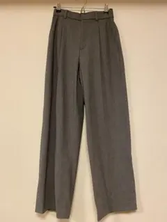 【美品】UNIQLOタックワイドパンツ グレーXS