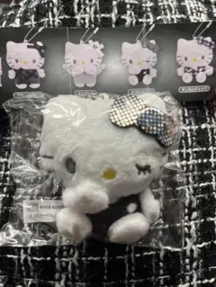 ハローキティ マスコットぬいぐるみボールチェーン3 キラキラリボンブラックリボン