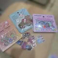 おはじきシール　フレークシール　セリア　キャンドゥ