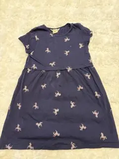 ユニコーン柄 ネイビー ワンピース 110cm