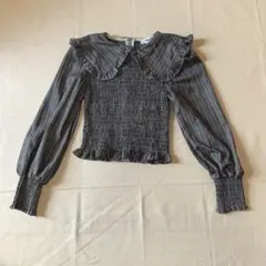 ZARA フリルカラーチェックブラウス