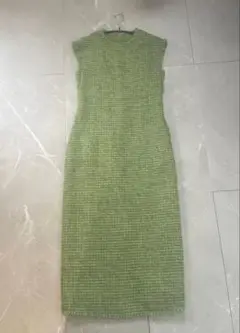 【美品】バースデーバッシュ グリーン ツイード ロング ノースリーブワンピース