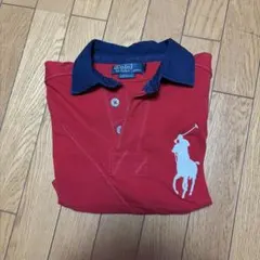 ビッグポニー　Polo ralph lauren ポロシャツ 赤 ネイビー 襟
