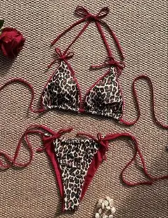 レオパード柄 ビキニ セットアップ 水着 セパレート ヒョウ柄 海 ビーチ 夏のサムネイル