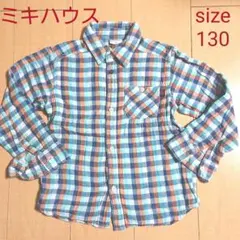 78 美品 ミキハウス ピクニック 130 ネルシャツ 男の子 トップス 女の子