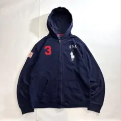Ralph Big pony zip hoodie navy USA アメリカ