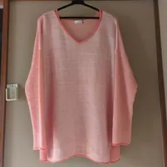 薄いオレンジ Vネック ニット サイズ3 長袖