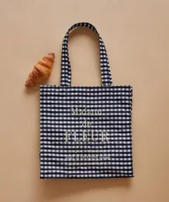 メゾンドフルール ブランドロゴ刺繍ギンガムスクエアトート 新品未使用・タグ付き