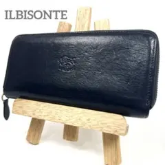 イルビゾンテ　長財布　超人気品！　ラウンドファスナー　本革　ロゴ型押し　ブラック