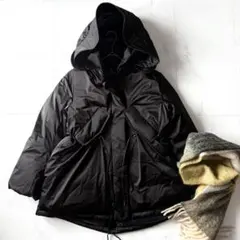 【美品】UNIQLO +J　ダウンショートコート　ダウンジャケット　黒　Lサイズ