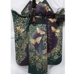 総絞り◆ 振袖単品167cm◆黒ブラック系成人式前撮り正絹撮影DN29 総絞り◇ 振袖単品167cm◇黒ブラック系成人式前撮り正絹撮影DN29